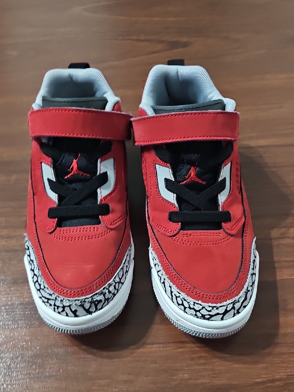 Jordan Kids Red and Black Basketball Sneakers with Elephant Print